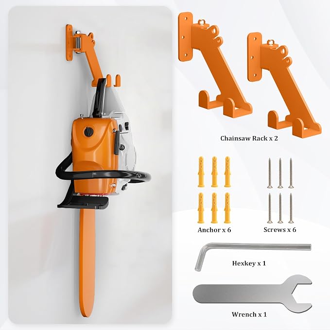 Chainsaw Hanger, 3-in-1 Chainsaw Wall Mount Adjustable Screws - Image 5