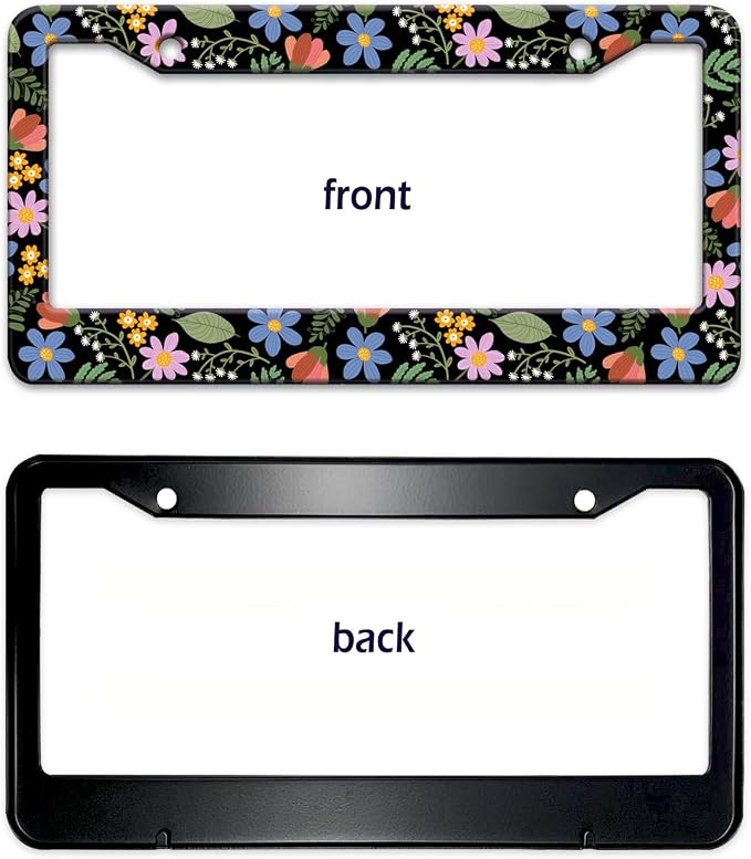 Florals License Plate Frame for Women, Metal Aluminum Rustproof Car Accessories - Image 8