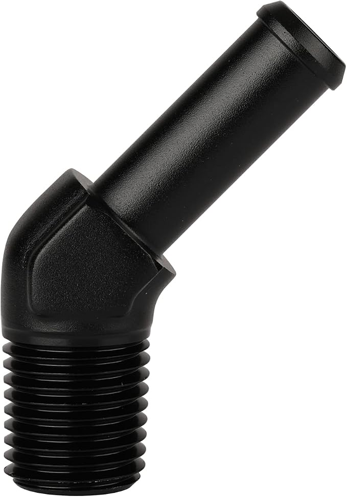 1/4 NPT Male to 3/8" Hose Barb Fitting Adapter 45 Degree Elbow Aluminum Black - Image 3