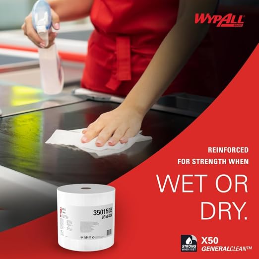 WypAll GeneralClean X50 Cloths Cleaning Wipes, Strong Towels - Image 6