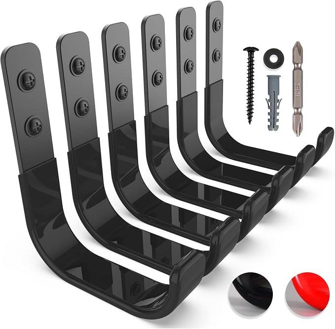 Garage Hooks 4 Inch, 6 Pack Heavy Duty Wall Hooks by SunVFaFa