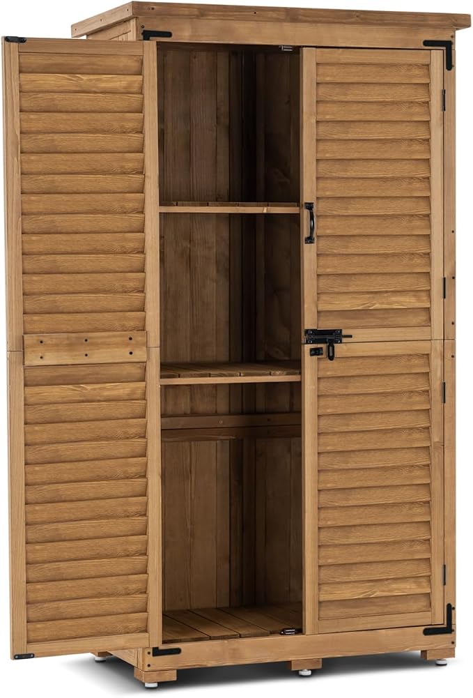 MCombo Outdoor Storage Cabinet, Garden Storage Shed, Outside Vertical Shed by MCombo
