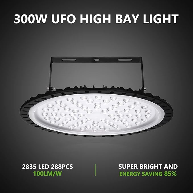 Viugreum 5 PACK 300W UFO LED High Bay Light, 30000LM 6500K Daylight White LED - Image 5