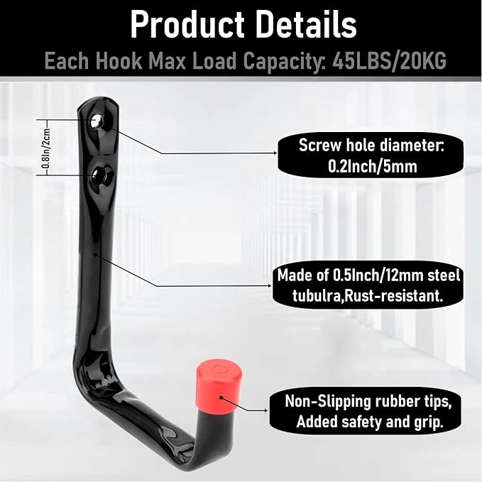 12 Pack Garage Hooks, 3.5Inch Utility Hooks, Heavy Duty Garage Storage Wall - Image 3