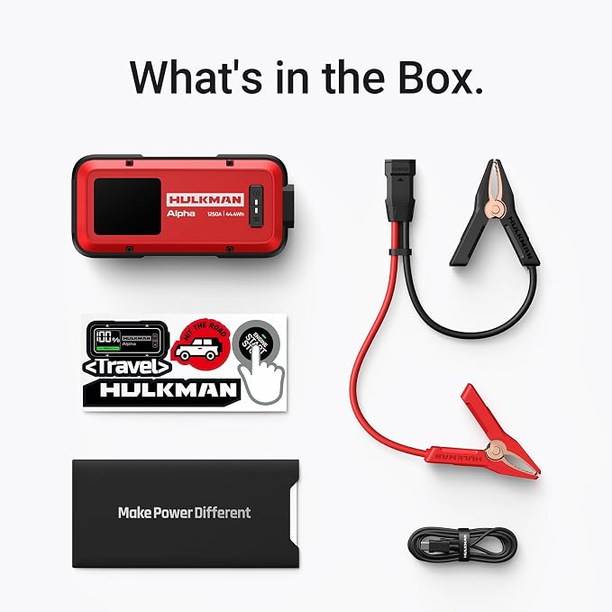 Hulkman Alpha, Ultra Red, 1250A 44.4Wh Battery Jumper Starter Portable - Image 8