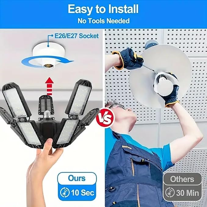 2 Packs LED Garage Light, Super Bright Screw in E26/E27 Ceiling Shop Work Lamp - Image 8
