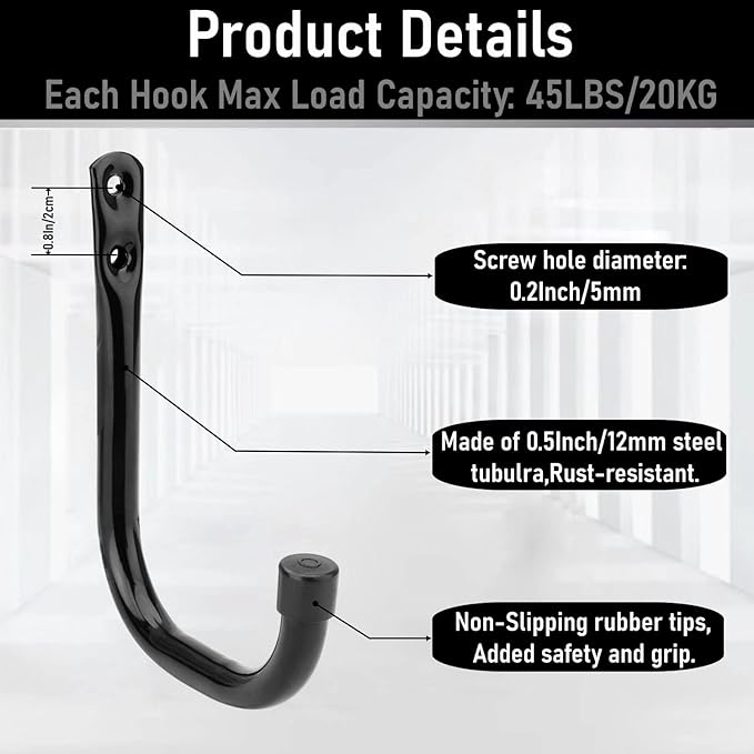 20 Pcs Heavy Duty Garage Storage Utility Hooks, 4.1Inch J Hangers Wall Hooks - Image 5