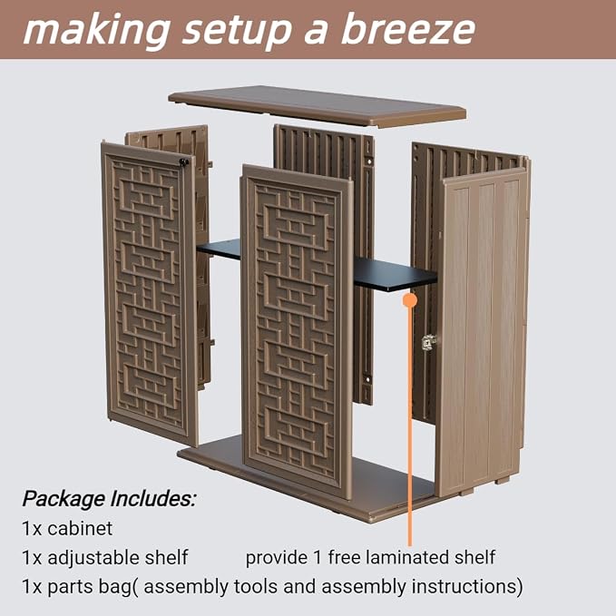 ZZM HDPE Outdoor Storage Shed, Outdoor Plastic Storage Cabinet, Horizontal - Image 6