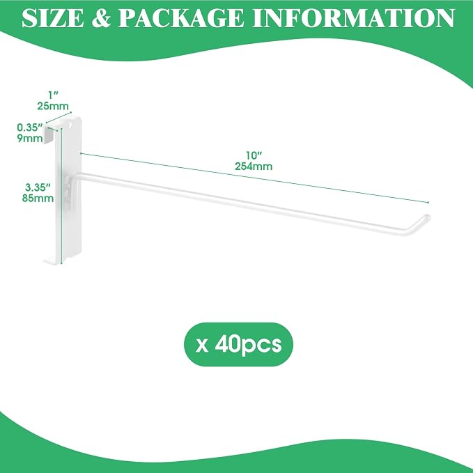 40Pcs 10" Gridwall Display Hooks Assortment Set, Wire Diameter 5mm/ 0.2” - Image 2