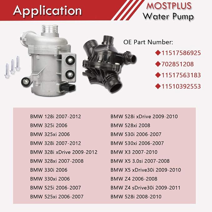 MOSTPLUS 11517563183 11517586925 Electric Engine Water Pump and Thermostat - Image 2