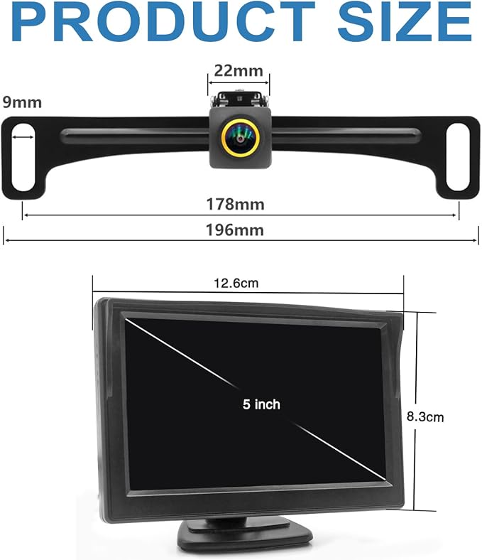 Wired Backup Camera for Truck 5 '' AHD 1080P Front Rear View Monitor KIT 2K - Image 5