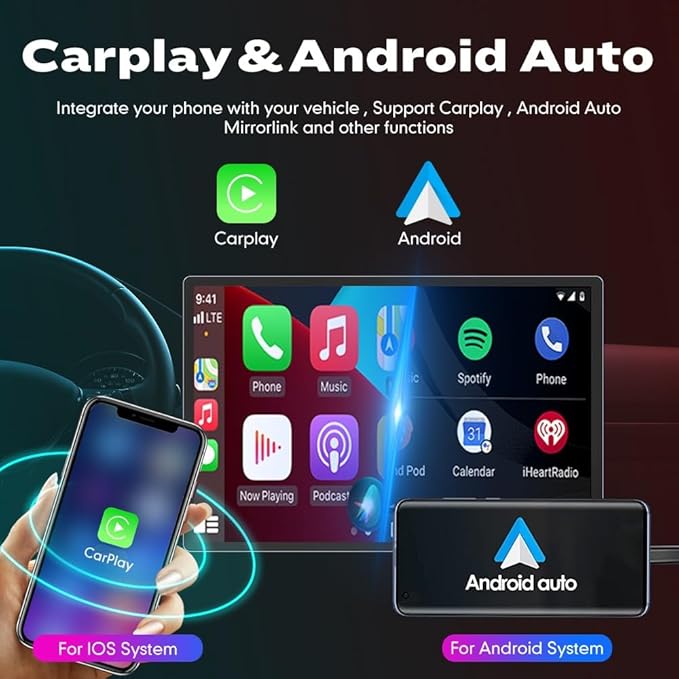 Kunfine Car CarPlay Android Auto Navigation Stereo GPS Radio Camera Display - Image 2