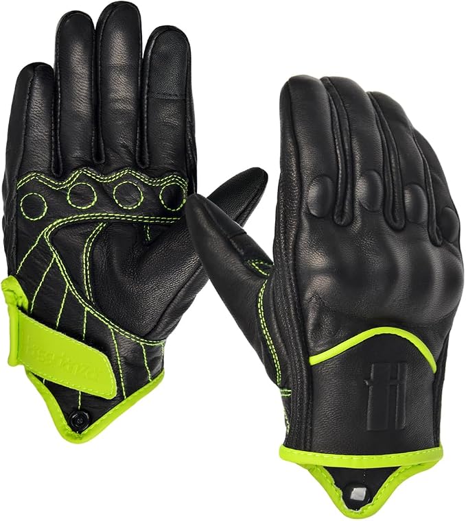 Harssidanzar Women's Motorcycle Gloves, Leather Motorcycle Gloves, Motorbike by Harssidanzar