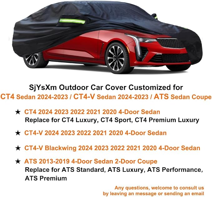 Car Cover Compatible with Cadillac CT4 2020-2025, Waterproof All Weather Car - Image 2