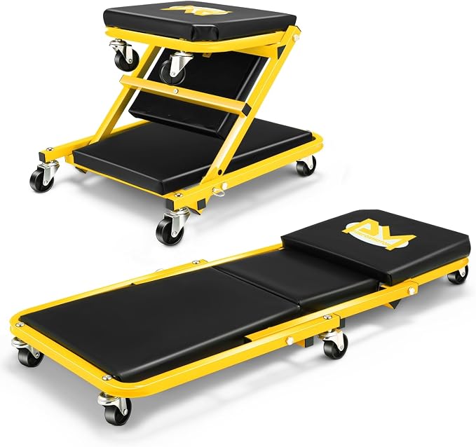 PM PERFORMOTOR 36 Inches Folding 2 in 1 Rolling Z Creeper, Adjustable Roller by PMPERFORMOTOR
