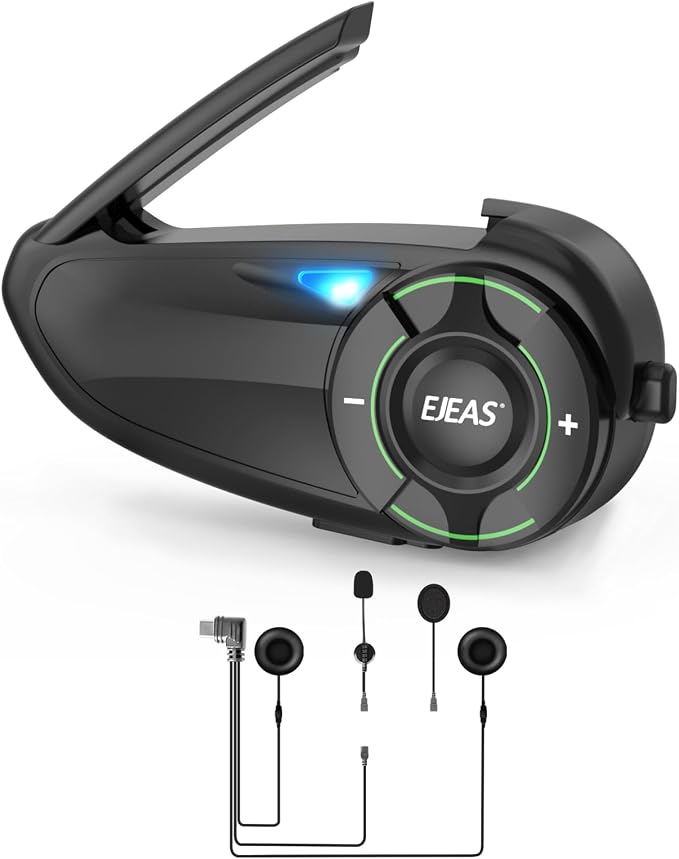 EJEAS Q8 1PC Motorcycle Bluetooth Headset, Upgraded Mesh 3.0 Intercom System by EJEAS