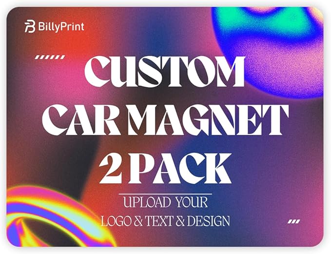Custom Car Magnet for Business 2-Pack Vivid Printing Reflective Fade-Resistant by BillyPrint