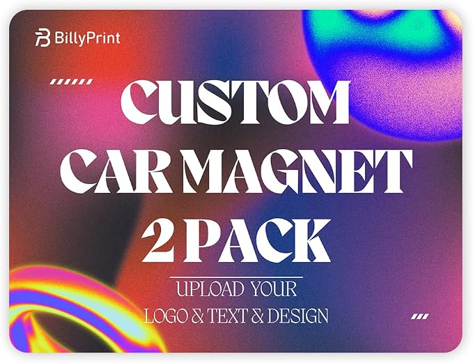 Custom Car Magnet for Business 2-Pack Vivid Printing Reflective Fade-Resistant by BillyPrint