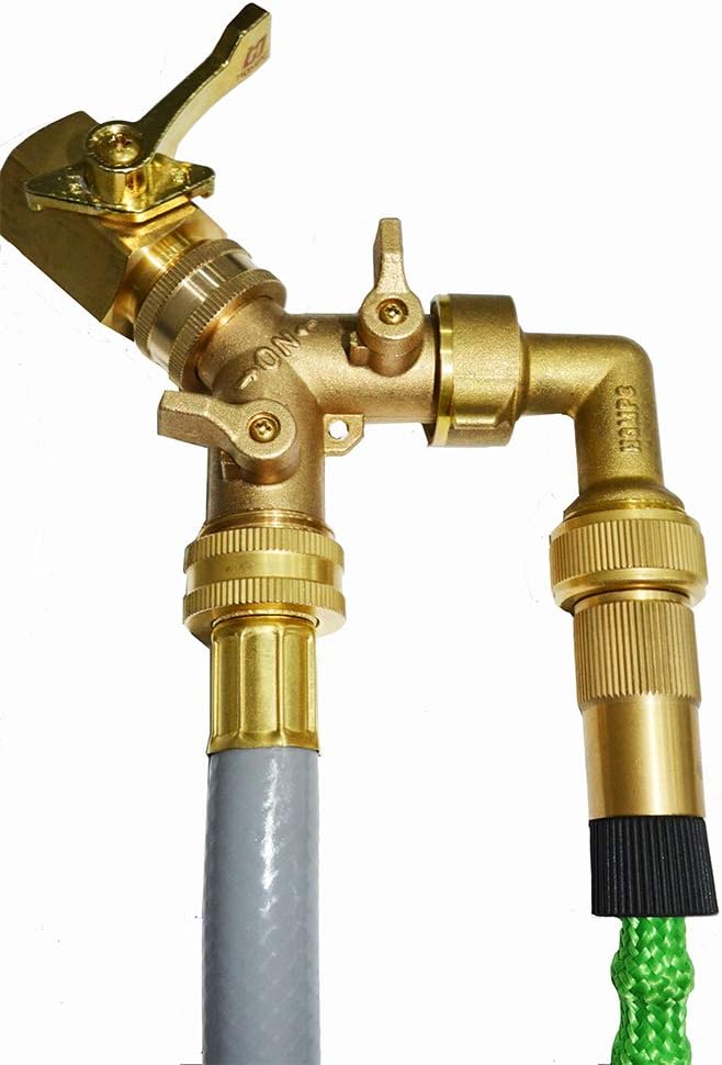 HQMPC Brass Garden Hose Y Valve Hose Splitter Water Garden Hose Adapter 2 Way - Image 5