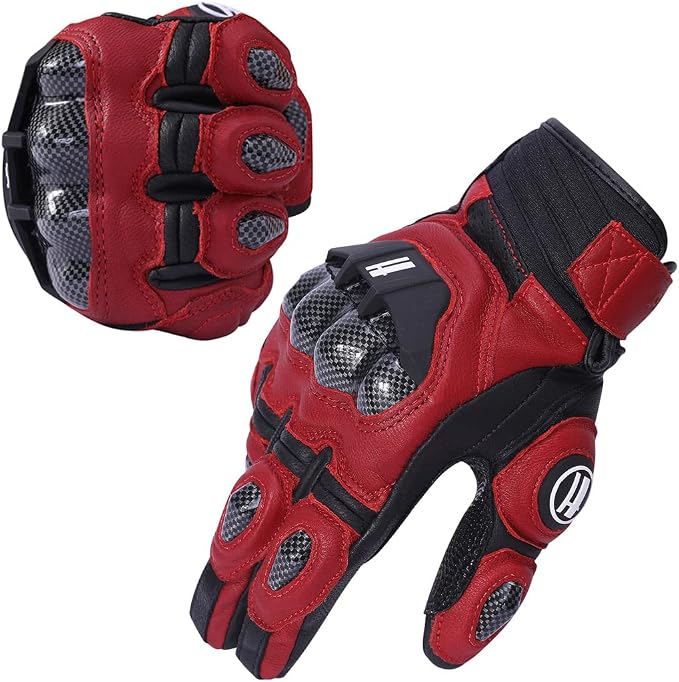 Harssidanzar Breathable Leather Motorcycle Gloves Touchscreen - Image 4