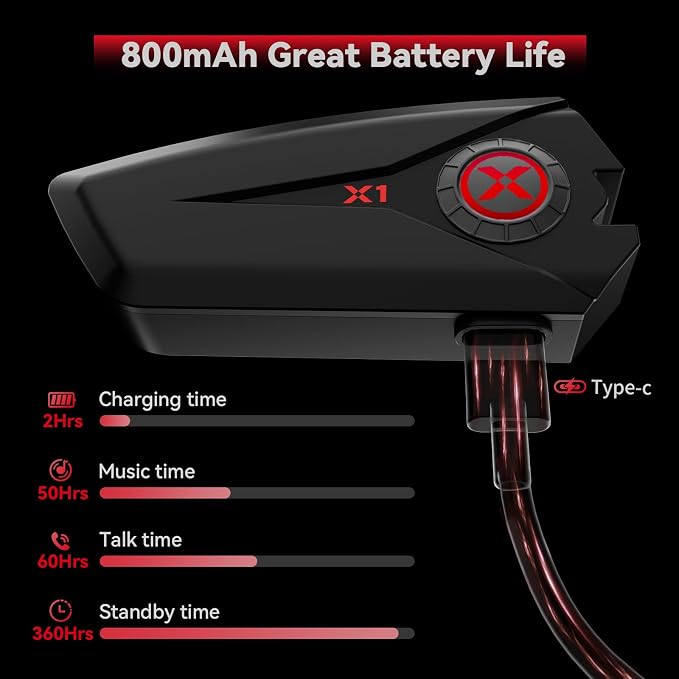 X1 Motorcycle Helmet Bluetooth Headphones V5.3 - Image 3