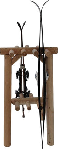 9-Place Freestanding Log Ski Rack Holder, Indoor & Outdoor Snowboard Racks by LogKayakRack