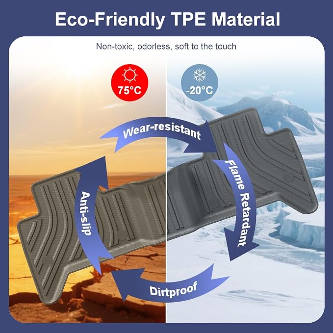 TPE Car Floor Mats for Toyota Tacoma 2016-2023 Double Cab, Custom Fit Carpet - Image 3