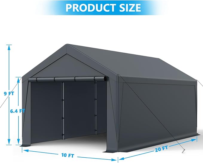 10x20FT Heavy Duty Portable Carport - Image 7