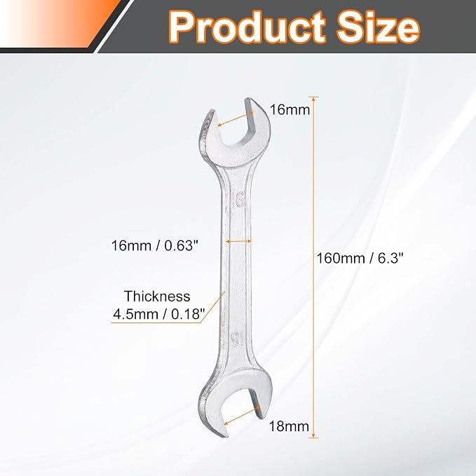 HARFINGTON Double Open End Wrench 16mm x 18mm Metric 15 Degree Offset Angle - Image 2