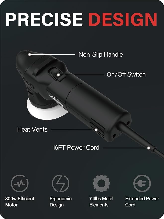 Buffer Polisher, 5-Inch 8MM Dual Action Random Orbital Car Polisher - Image 3