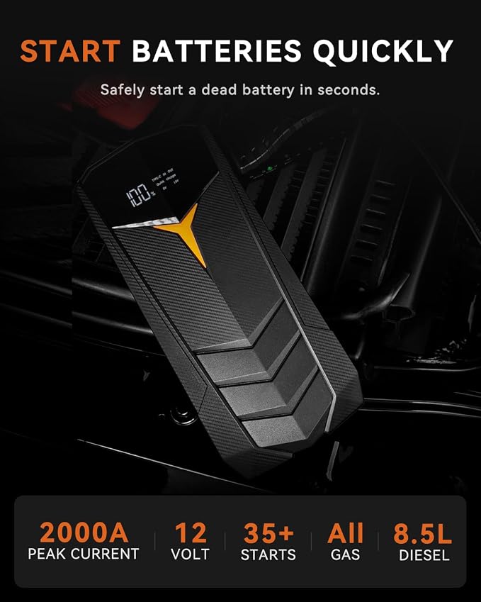 SUNPOW Lithium Jump Starter Battery Pack 2000A Peak 20000mAh, 12V Battery - Image 2