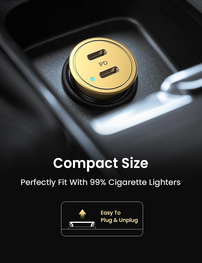 AINOPE Super Fast USB C Car Charger, 56W Fast Charging, Smallest All Metal 12V - Image 4