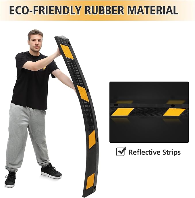 2 Pack Heavy Duty Rubber Parking Curb - 55000 Lb Capacity - Image 3