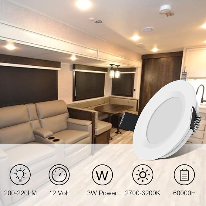RV Boat Recessed Ceiling Light 6 Pack 12V LED Puck Light - Image 3