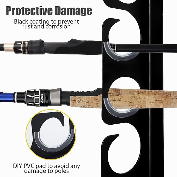 Wall or Ceiling Fishing Rod Storage Rack Vertical Horizontal Holder - Image 3