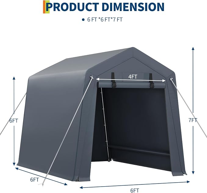6x8 Ft Carport Heavy Duty Tent - Image 6