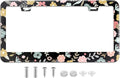 Black Cute Cartoon Floral License Plate Frame Colorful Flowers Stainless Steel by TXWWXT
