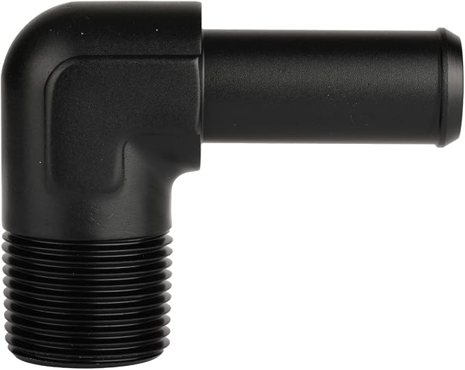 3/4 NPT Male to 3/4" Hose Barb Fitting Adapter 90 Degree Elbow Aluminum Black - Image 3