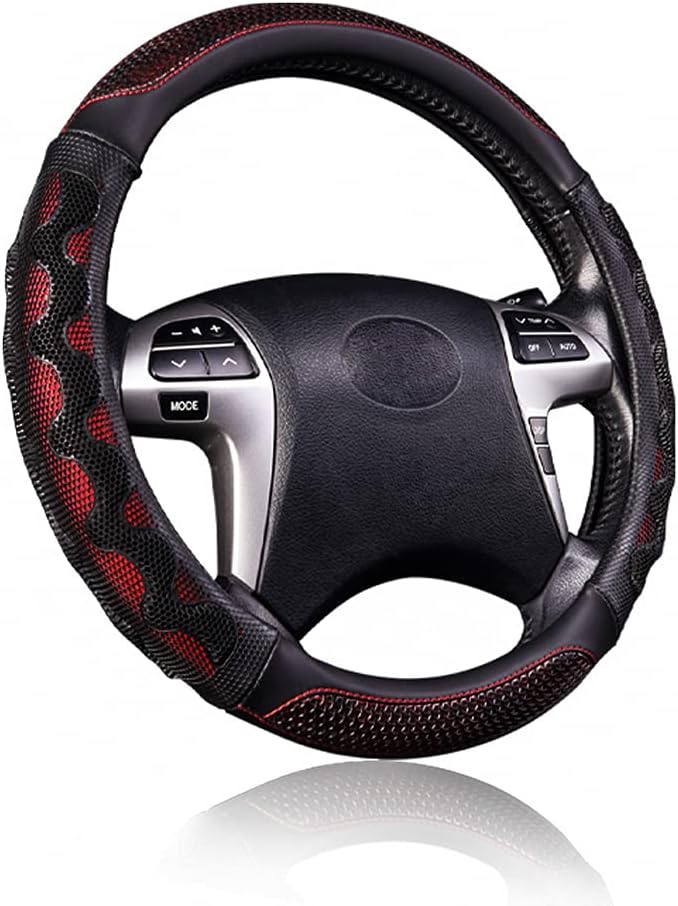 Flying Banner car Steering Wheel Cover Faux Leather Massage Universal fit 3D by FlyingBanner