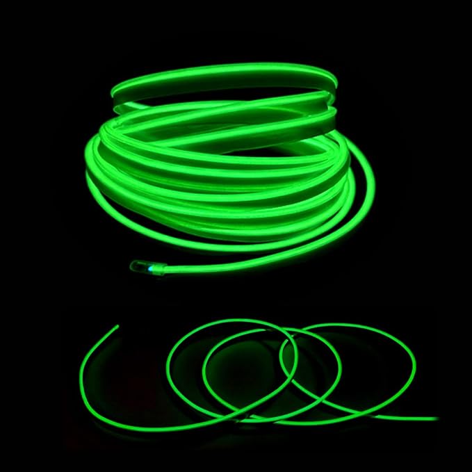 El Wire Green Interior Car LED Strip Lights, 5M Neon Wire USB 5V - Image 3