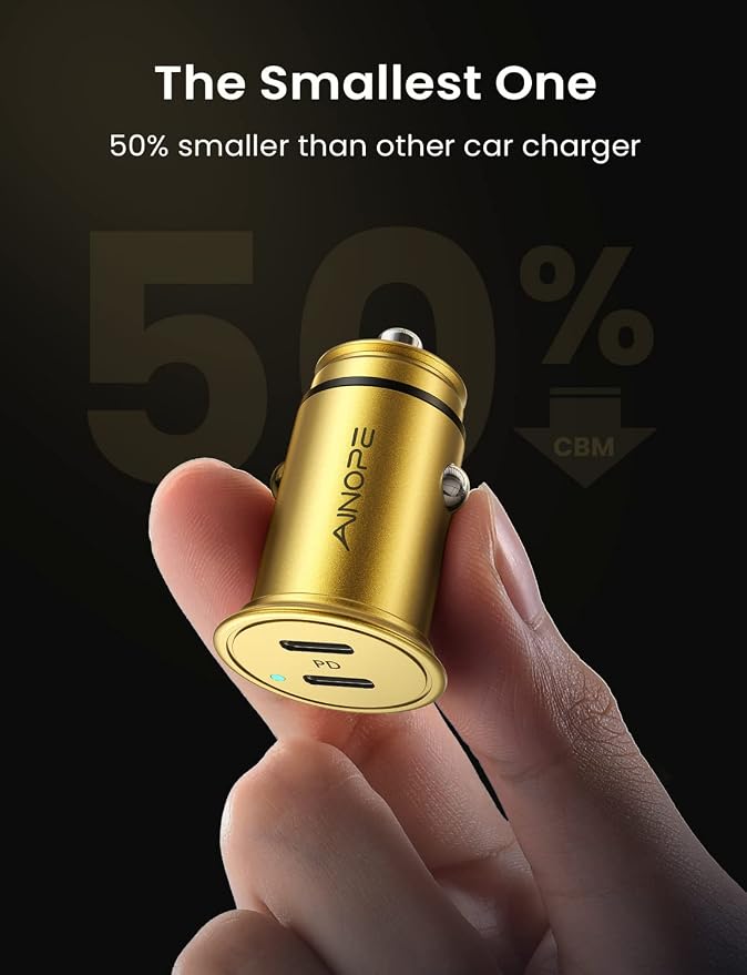 AINOPE Super Fast USB C Car Charger, 56W Fast Charging, Smallest All Metal 12V - Image 5
