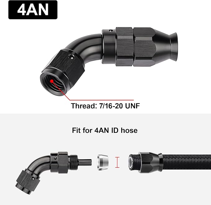 EVIL ENERGY 4AN 60 Degree PTFE One Piece Full Flow End Hose Fitting Aluminum - Image 4