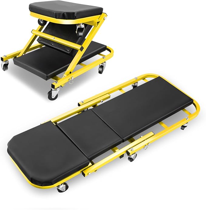 DNA MOTORING 40 Inches Folding 2 in 1 Rolling Z Creeper, Adjustable Roller by DNAMOTORING-Tools