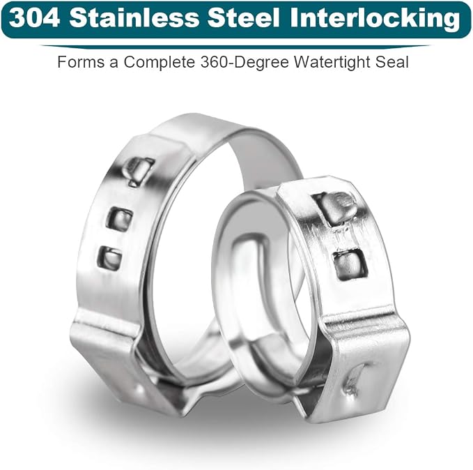 LOKMAN 50 Pack 3/8 Inch PEX Cinch Clamps, Stainless Steel Cinch Crimp Rings - Image 2