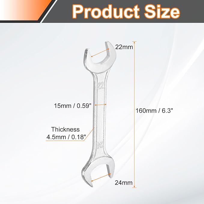 HARFINGTON 5pcs Double Open End Wrench 22mm x 24mm Metric 15 Degree Offset - Image 2