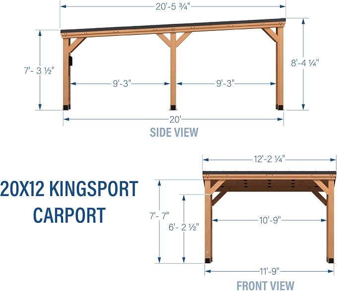 Backyard Discovery Kingsport 20' x 12' Cedar Wood Outdoor Carport Garage - Image 3