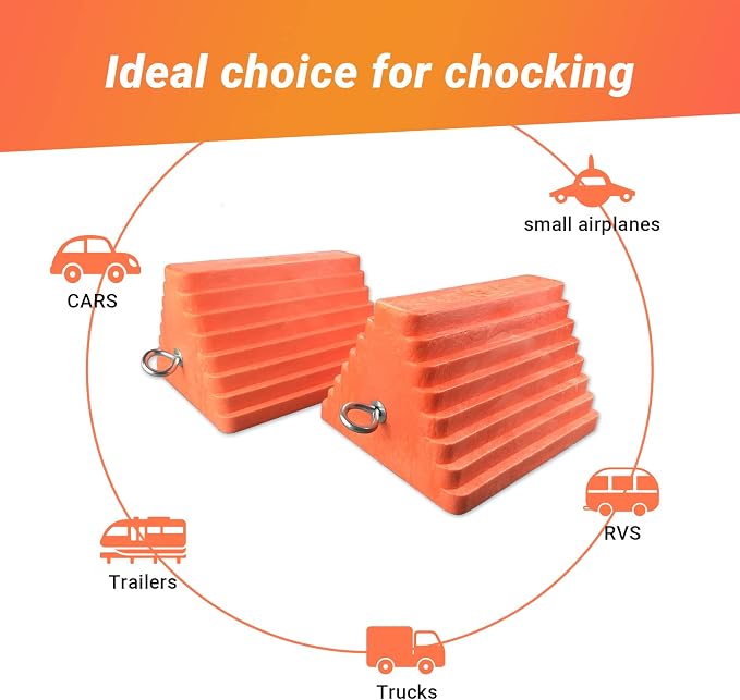 2 Packs Wheel Chocks Heavy Duty Orange - Image 4