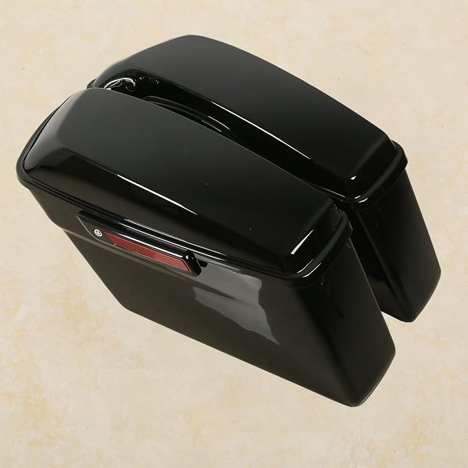 XFMT Vivid Black Motorcycle Saddlebags Hard Saddle Bags W/Black Latches & - Image 3