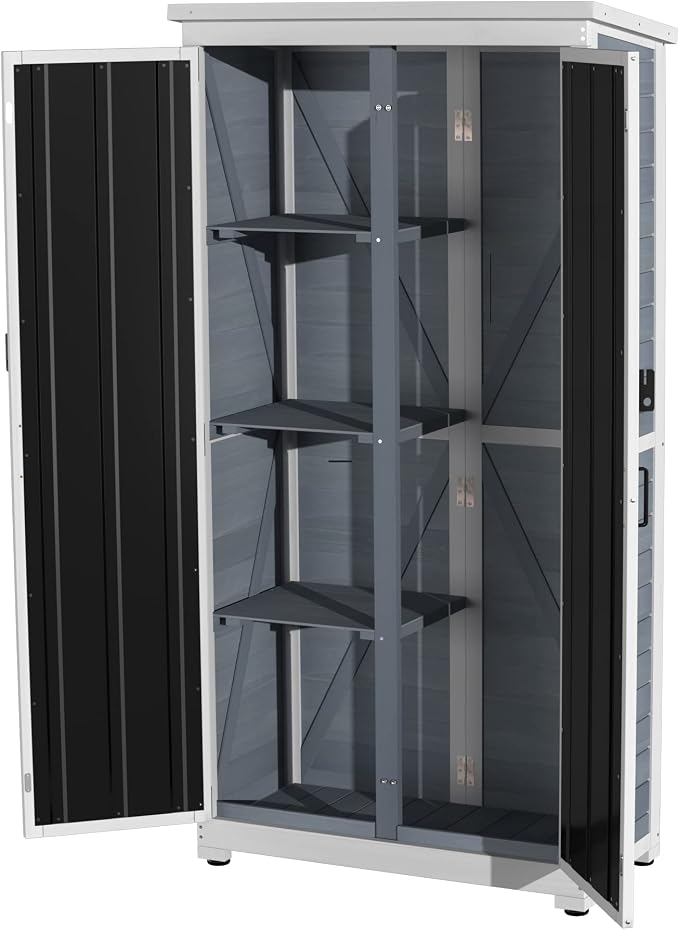 GDLF Outdoor Storage Cabinet Wood & Metal Garden Shed - Image 8