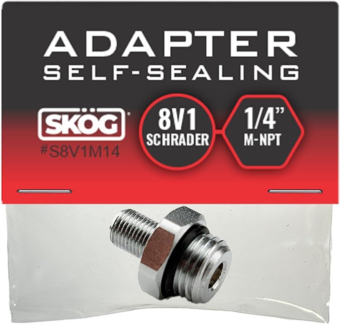 Self-Sealing Tire Inflator Adapter – 1/4” NPT Male to Schrader Valve, Leak-Free by SK%C3%96GTOOLS